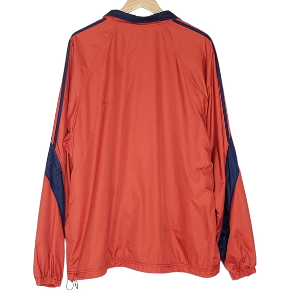 Vintage Adidas Windbreaker Jacket Men Size L Orange Blue Striped Full Zip Lined - Picture 3 of 11